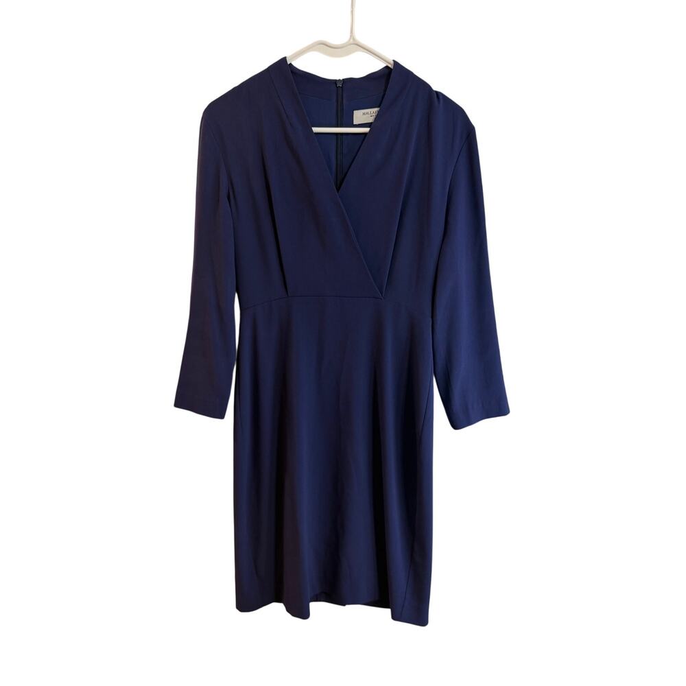 M.M. LaFleur Niko 2.0 Dress Sz 2 Blue 3/4 Sleeve VNeck Pencil Tailored Nice!